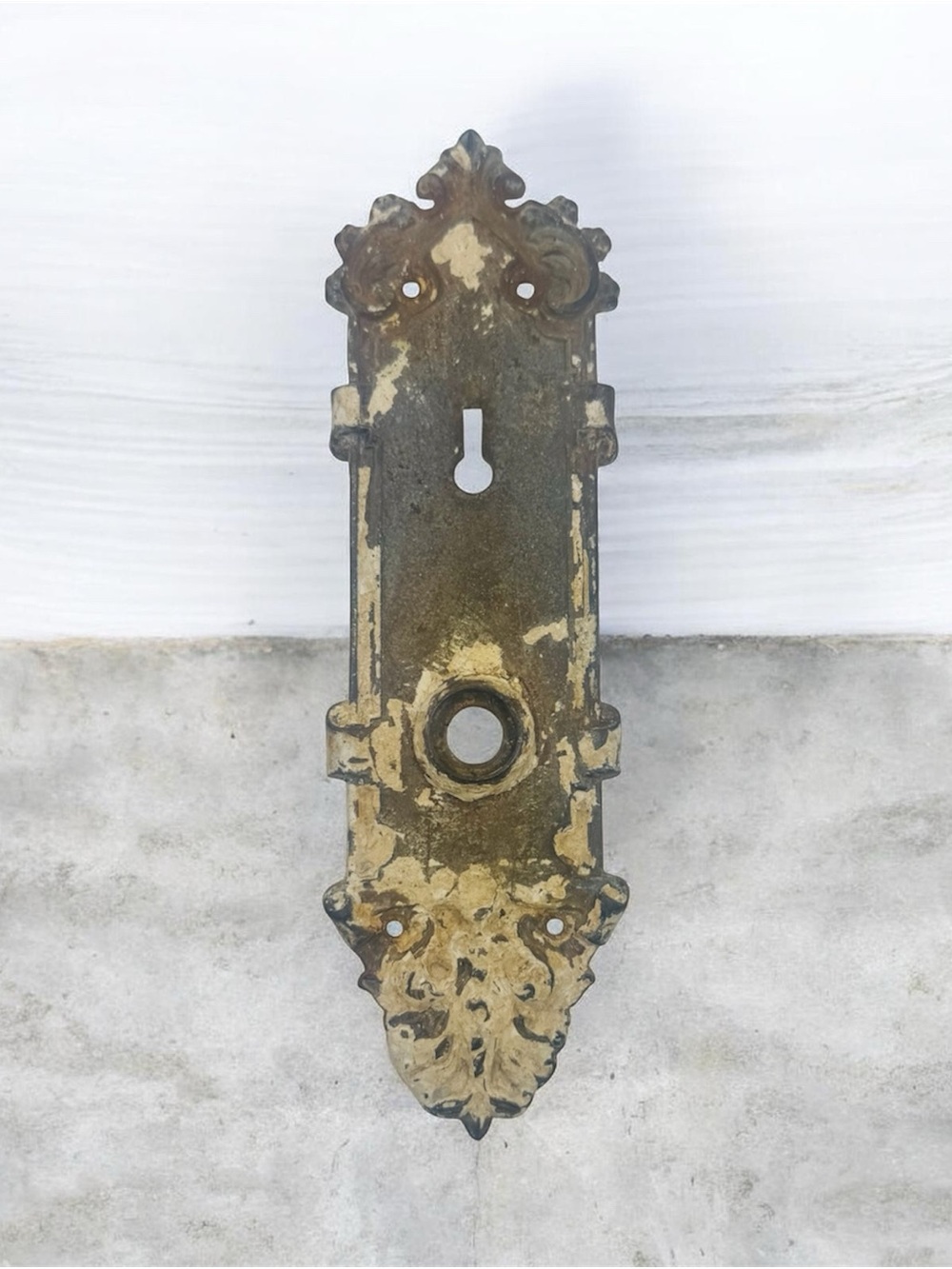 Antique Cast Iron Ornate Victorian Doorknob Backplate Door Hardware